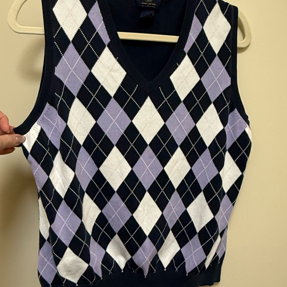 Brooks Brothers Navy and White Argyle Sweater Vest